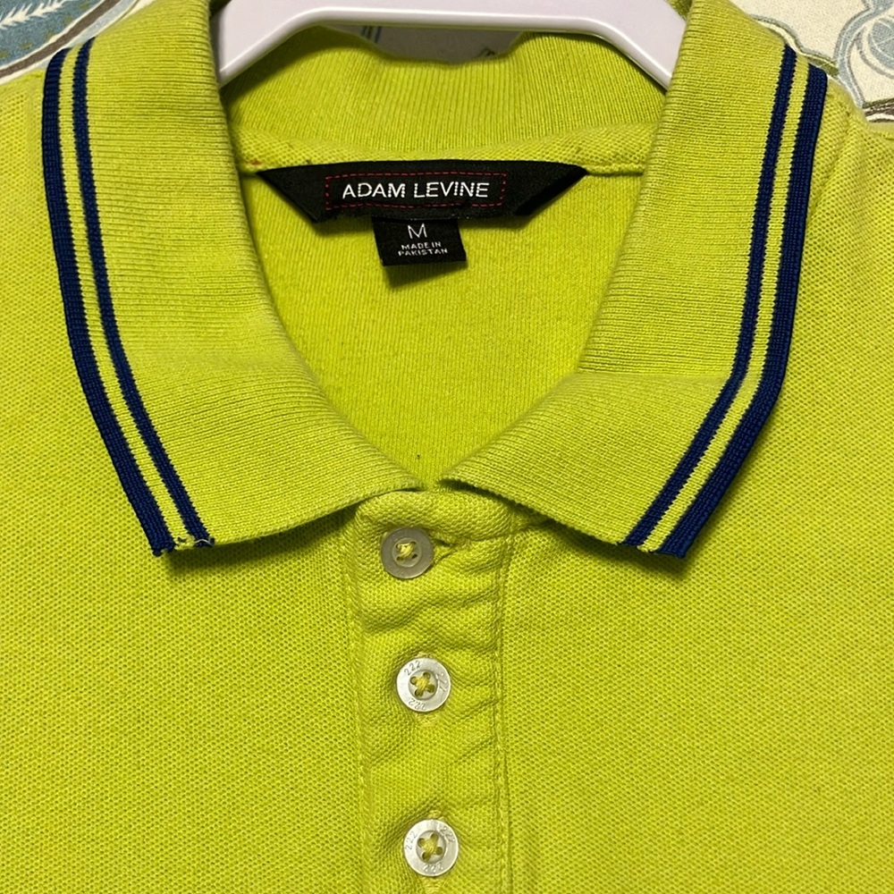Adam Levine Collection Green Polo Shirt with Striped Collar